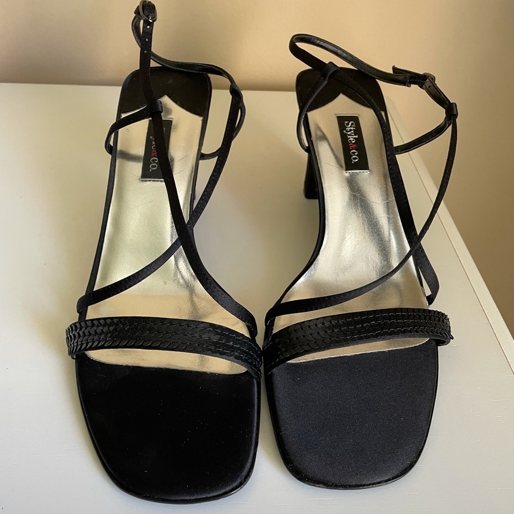 Style and Co. Black Satin Sequined Sandals